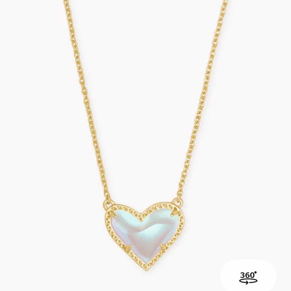 Kendra Scott Gold Heart Necklace with Iridescent Center